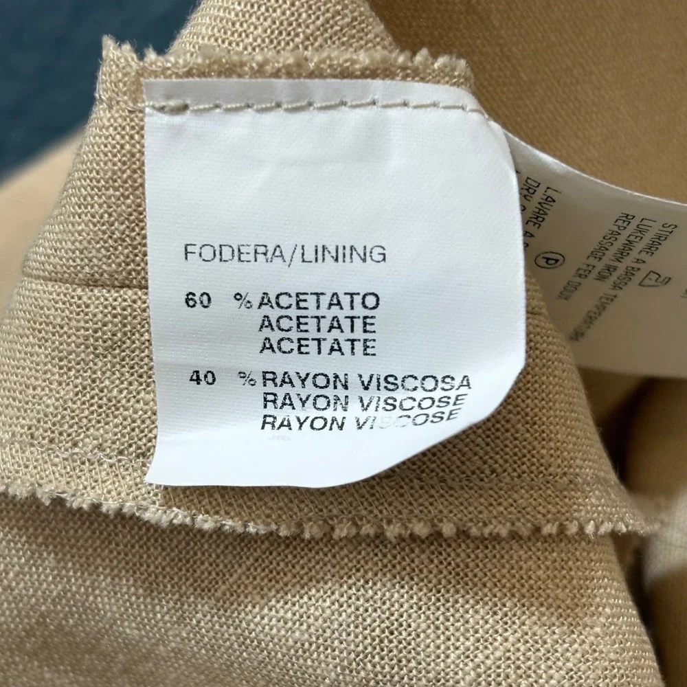 Faconnable Womens 12 Linen Blend A-Line Midi Skirt Beige Made in Italy NWT